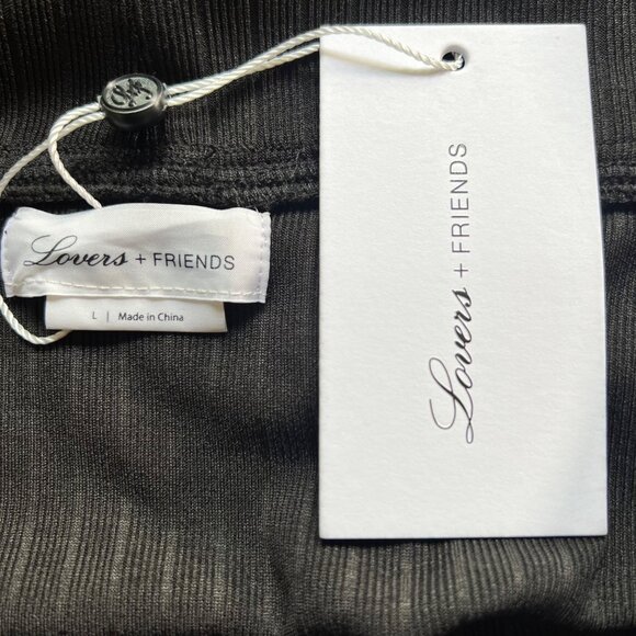 Lovers + Friends Size L NEW Black Fletcher Off Shoulder Bell Sleeve Ribbed Top - Picture 3 of 15